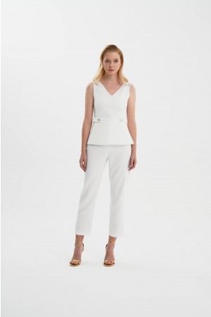 APALET DETAYLI V YAKA BLUZ